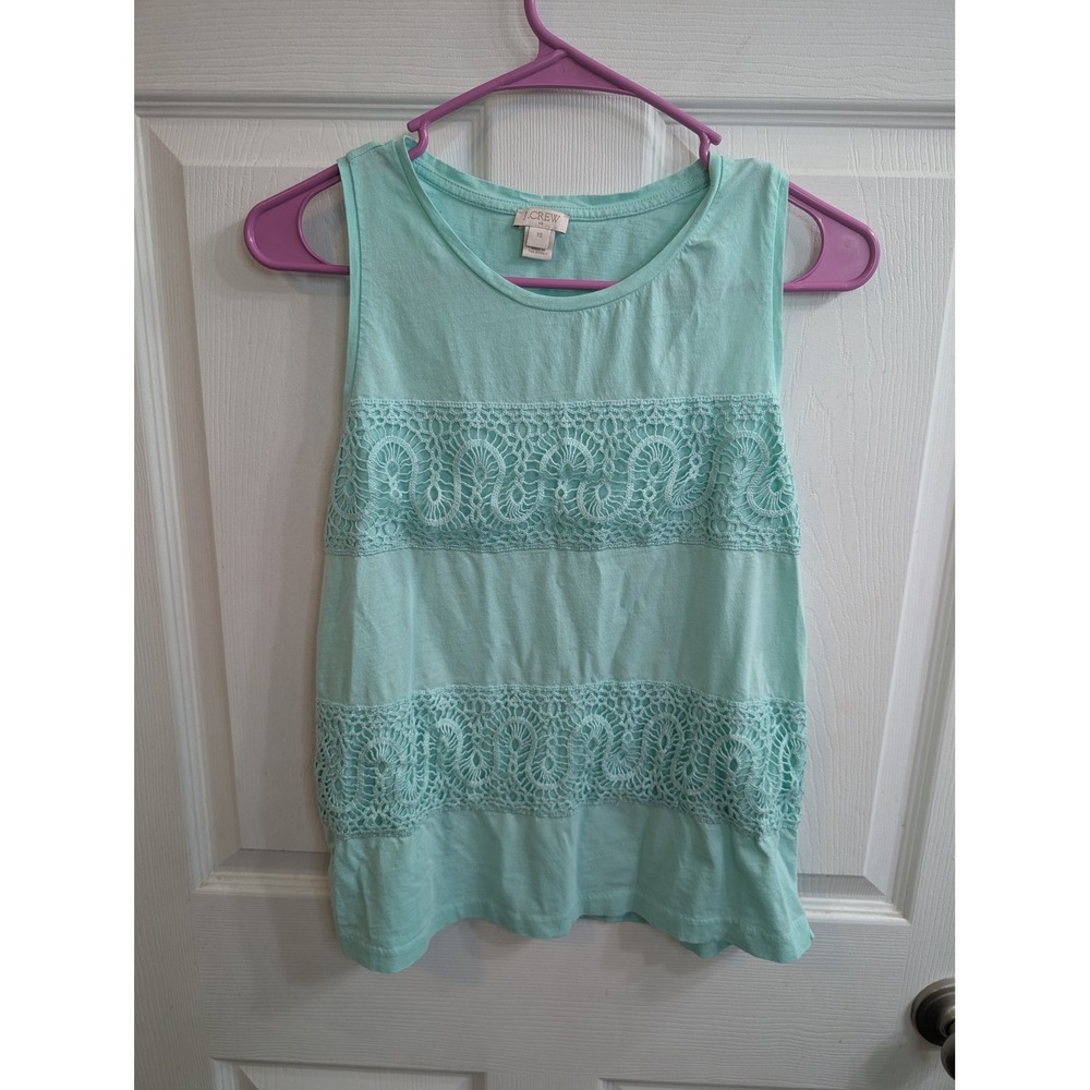 J.Crew Crochet Lace Tank Top Womens Mint Green Sleeveless Cotton -‎ Size XS